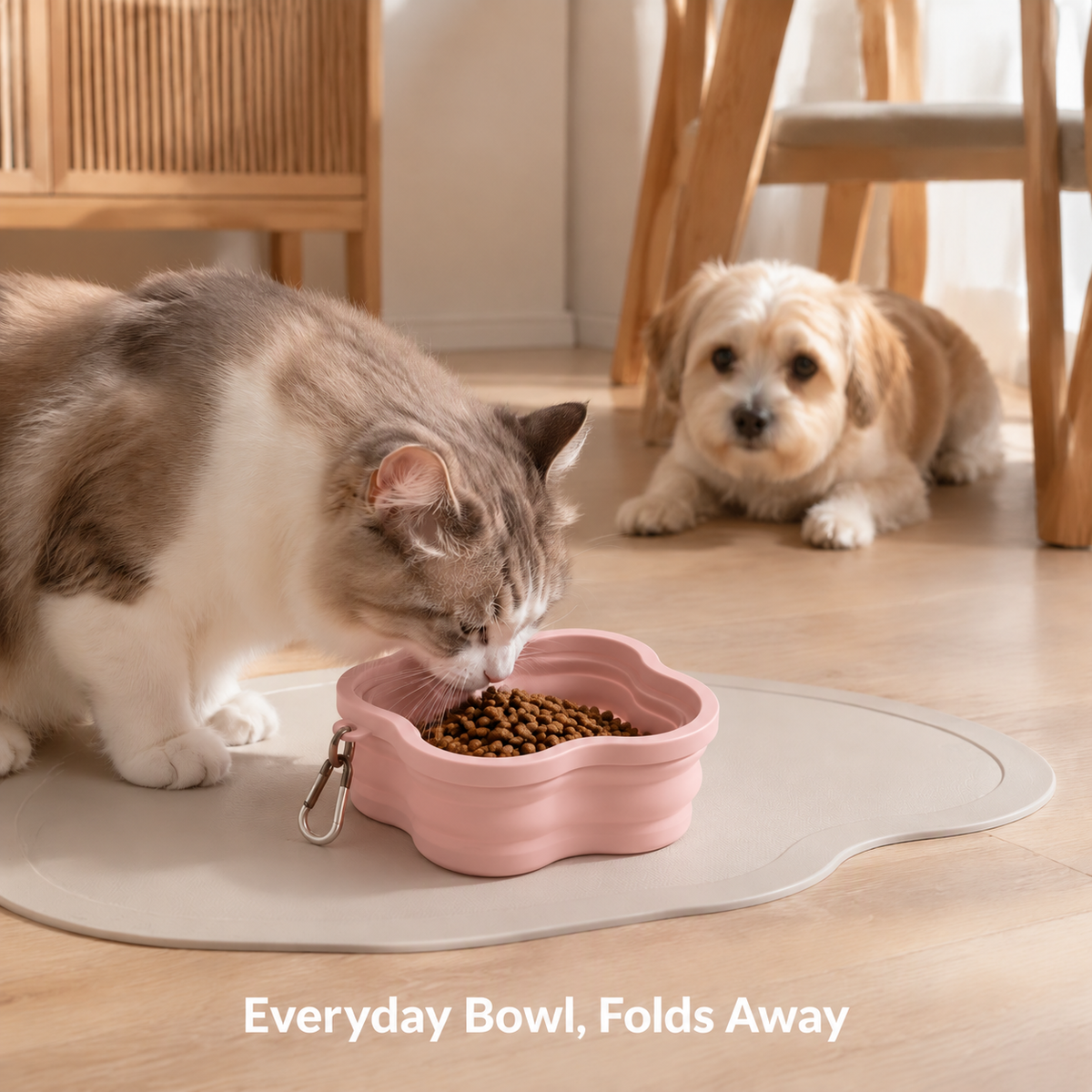 Collapsible Silicone Dog Bowl 500ml/1000ml with Reinforced Rim for Cats and Dogs