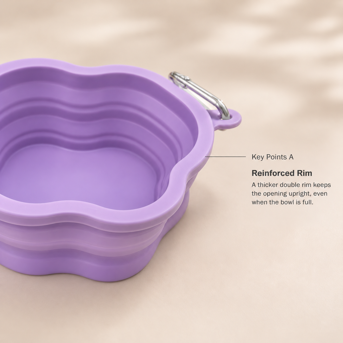 Collapsible Silicone Dog Bowl 500ml/1000ml with Reinforced Rim for Cats and Dogs