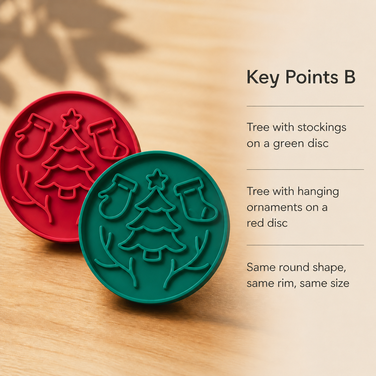 Christmas Silicone Slow Feeder Plate with Tree and Stocking Pattern