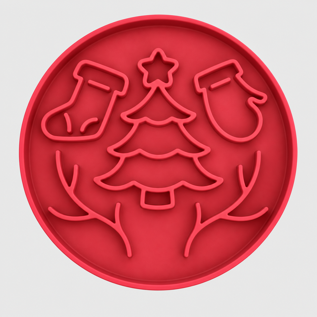 Christmas Silicone Slow Feeder Plate with Tree and Stocking Pattern