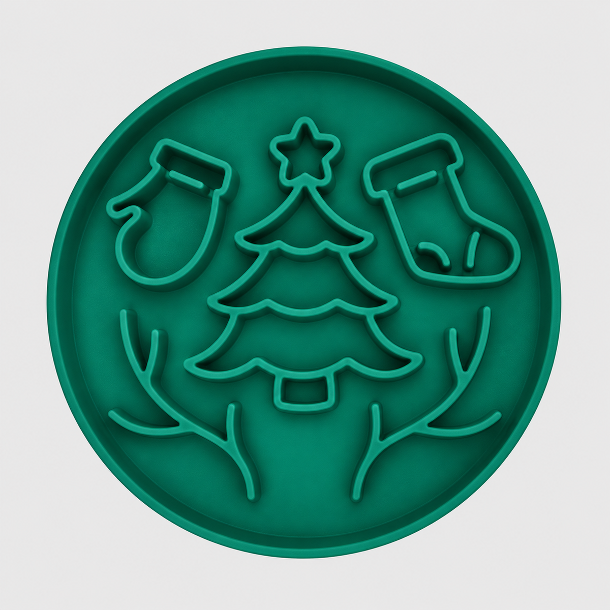 Christmas Silicone Slow Feeder Plate with Tree and Stocking Pattern