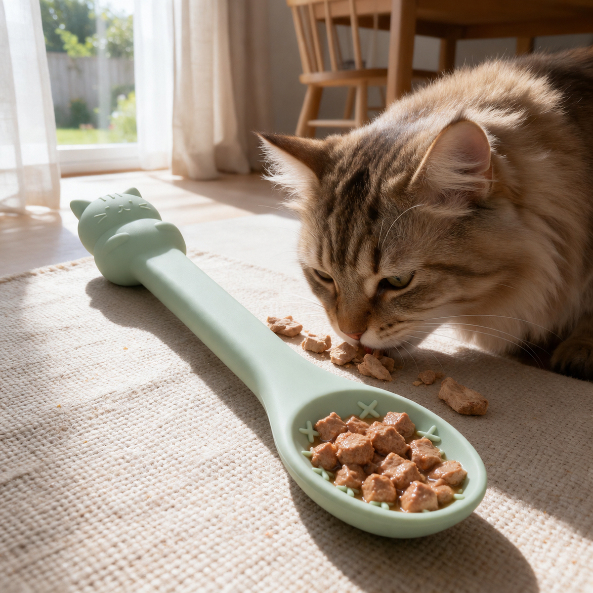 Handheld Silicone Slow Feeder Lick Spoon with Cross Posts for Cats and Dogs