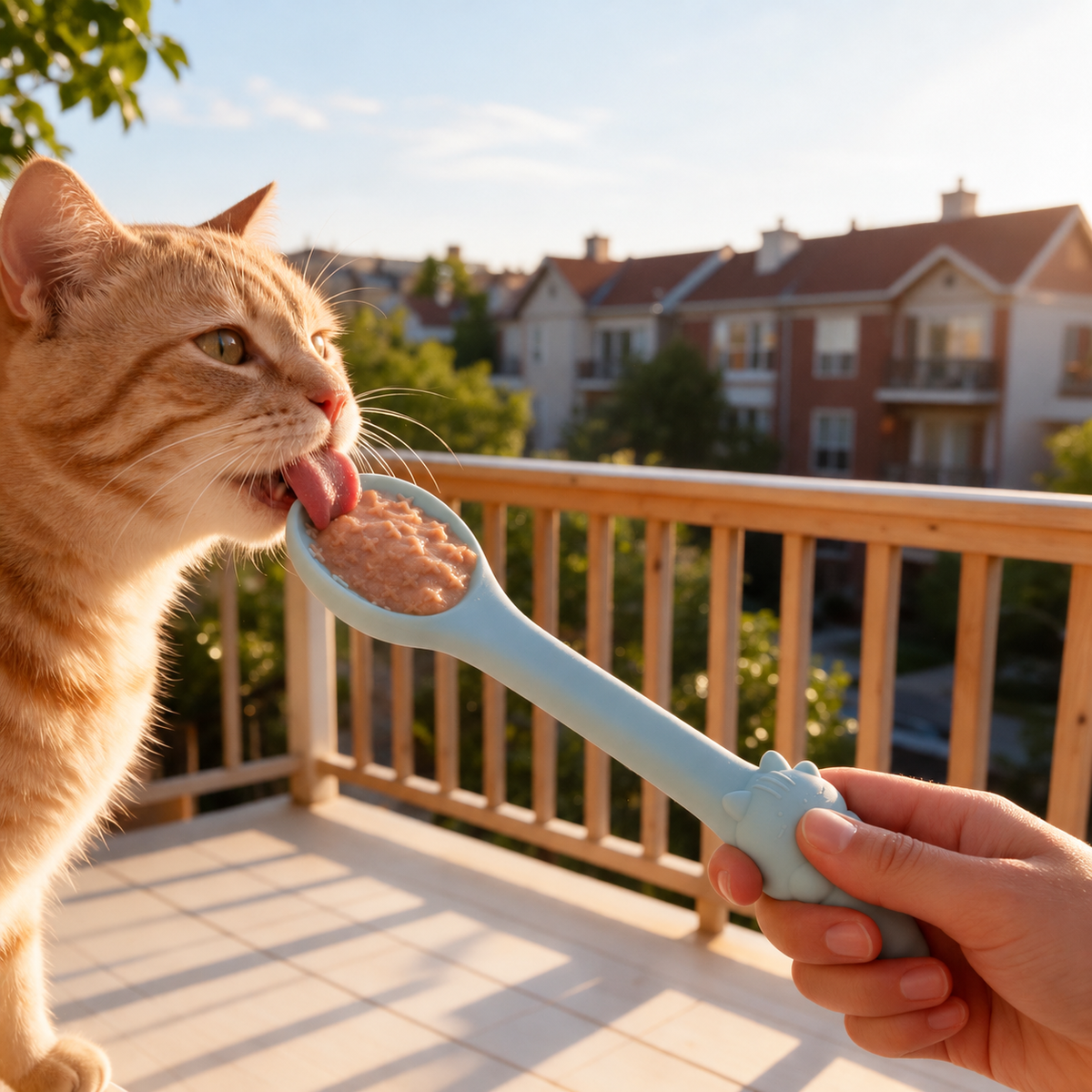 Handheld Silicone Slow Feeder Lick Spoon with Cross Posts for Cats and Dogs