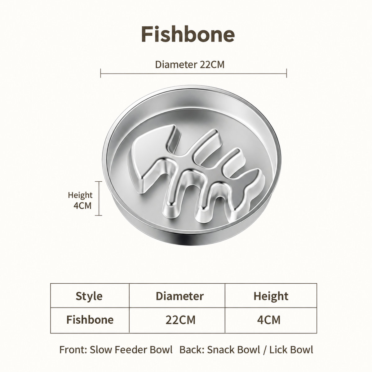 304 Stainless Steel Slow Feeder Dog Bowl with Double-Sided Snack Tray