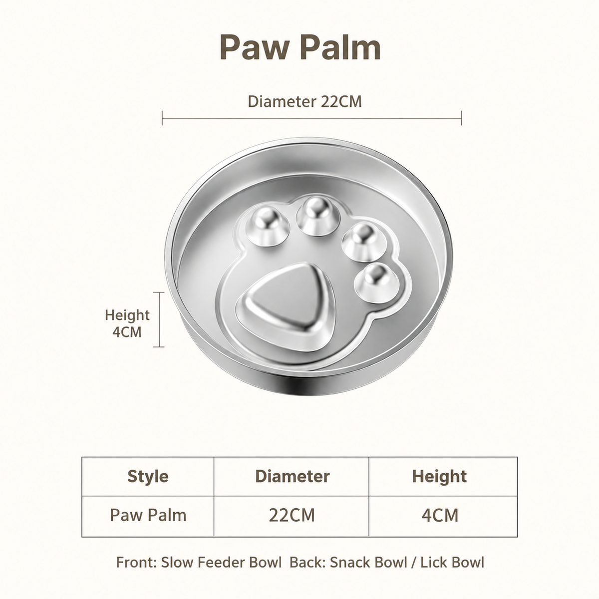 304 Stainless Steel Slow Feeder Dog Bowl with Double-Sided Snack Tray