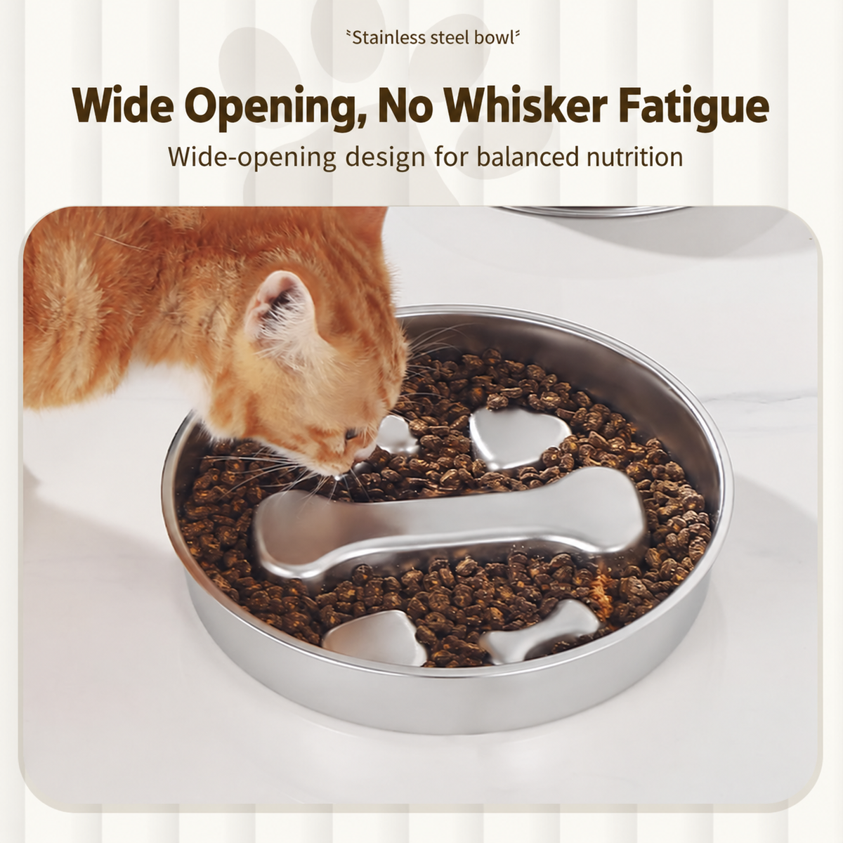 304 Stainless Steel Slow Feeder Dog Bowl with Double-Sided Snack Tray