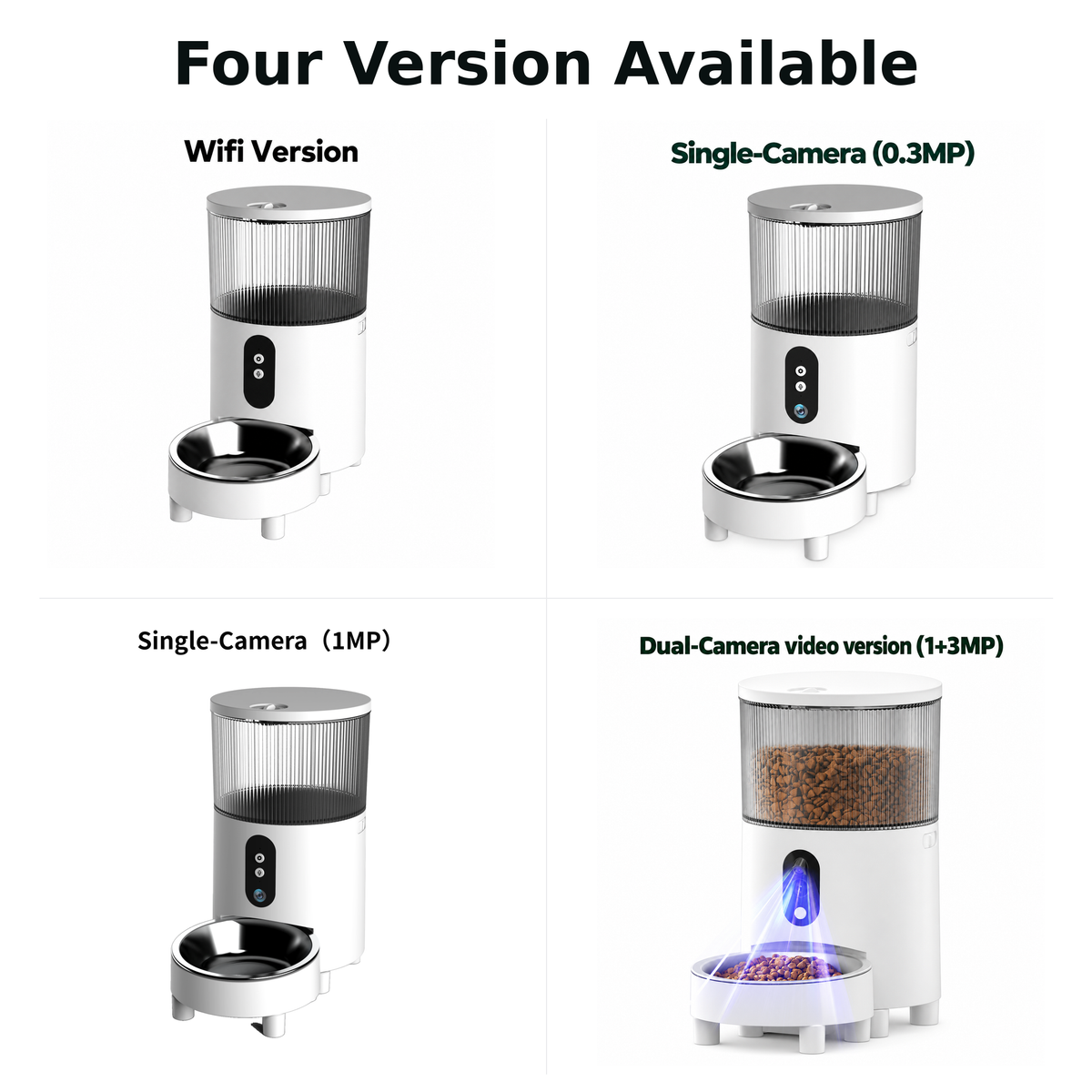 Dual Camera Automatic Pet Feeder with ABS Hopper and App Timed Feeding for Cats