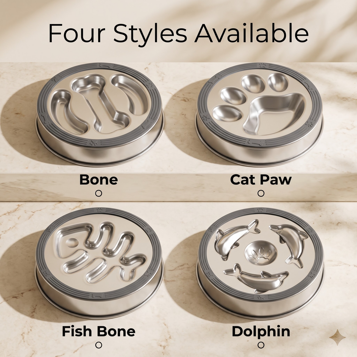 304 Stainless Steel Slow Feeder Dog Bowl 22 cm Round Reversible for Fast Eaters