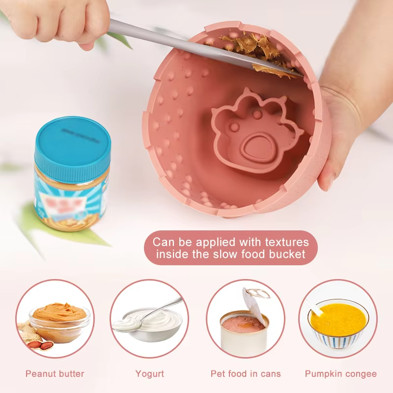 Silicone Castle Slow Feeder Bowl with Suction Base and Lick Surface