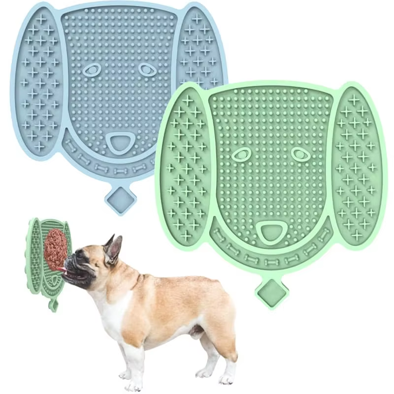 Dog-Face Silicone Lick Mat with Suction Cups for Dogs and Cats