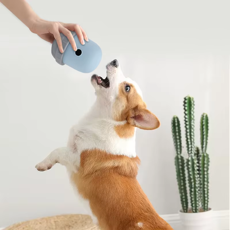 Juguete dispensador de premios de silicona con tapa de rosca para perros, para alimentación lenta y juego