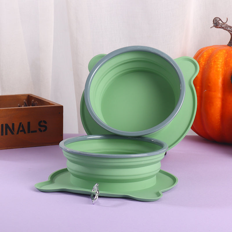 Comedero doble plegable de silicona con sistema de alimentación lenta para gatos y perros