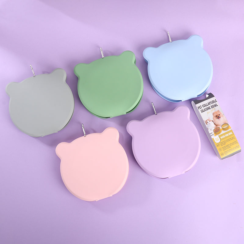 Comedero doble plegable de silicona con sistema de alimentación lenta para gatos y perros