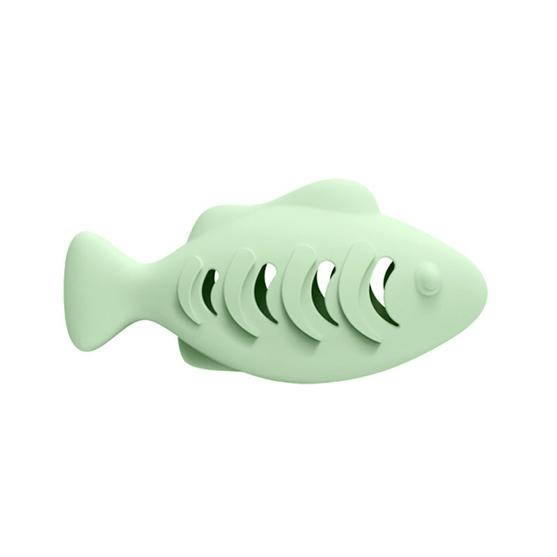 Juguete de pez de silicona con hierba gatera y dispensador de premios para gatos, 118 mm