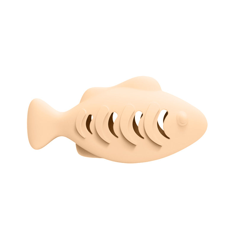 Juguete de pez de silicona con hierba gatera y dispensador de premios para gatos, 118 mm