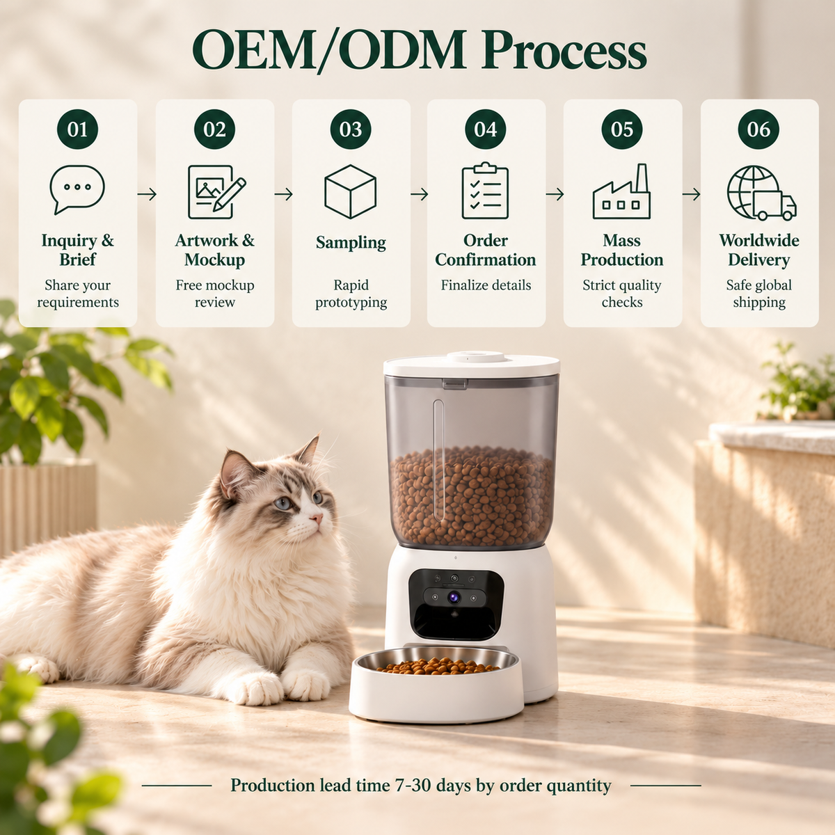 Comedero automático inteligente para mascotas con cámara HD y control por aplicación para gatos y perros