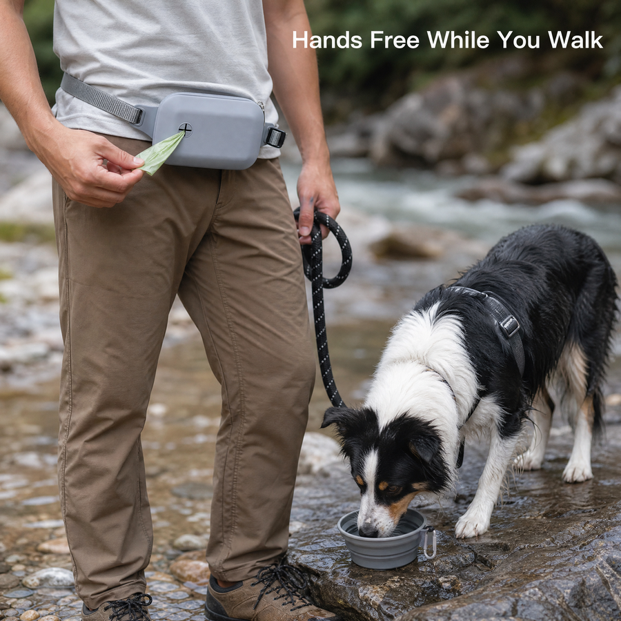 Portable Silicone Dog Treat Pouch with Adjustable Waist Strap and Poop Bag Dispenser