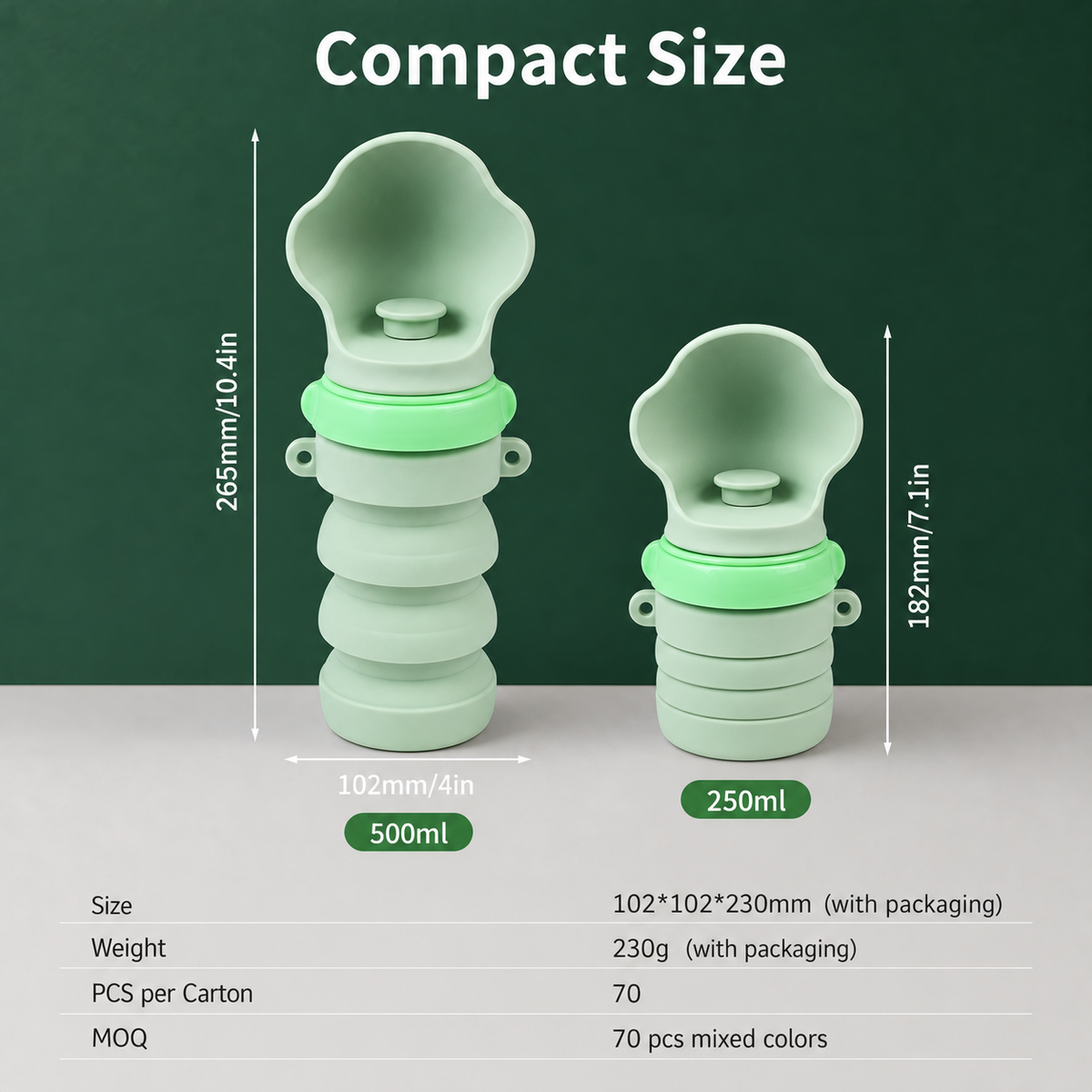 Collapsible Silicone Dog Water Bottle 500ml Portable Pet Travel Cup with Bowl