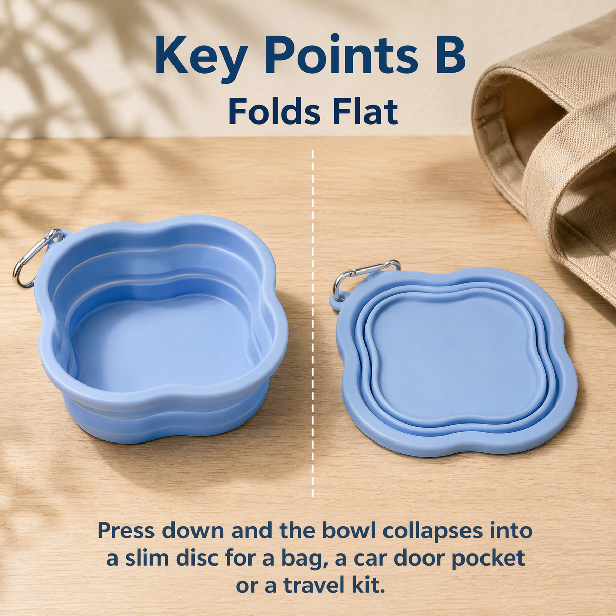 Collapsible Silicone Dog Bowl 500ml/1000ml with Reinforced Rim for Cats and Dogs