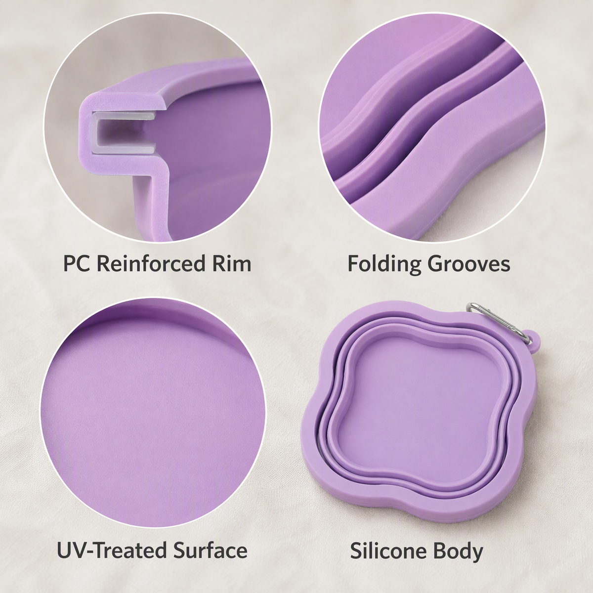 Collapsible Silicone Dog Bowl 500ml/1000ml with Reinforced Rim for Cats and Dogs
