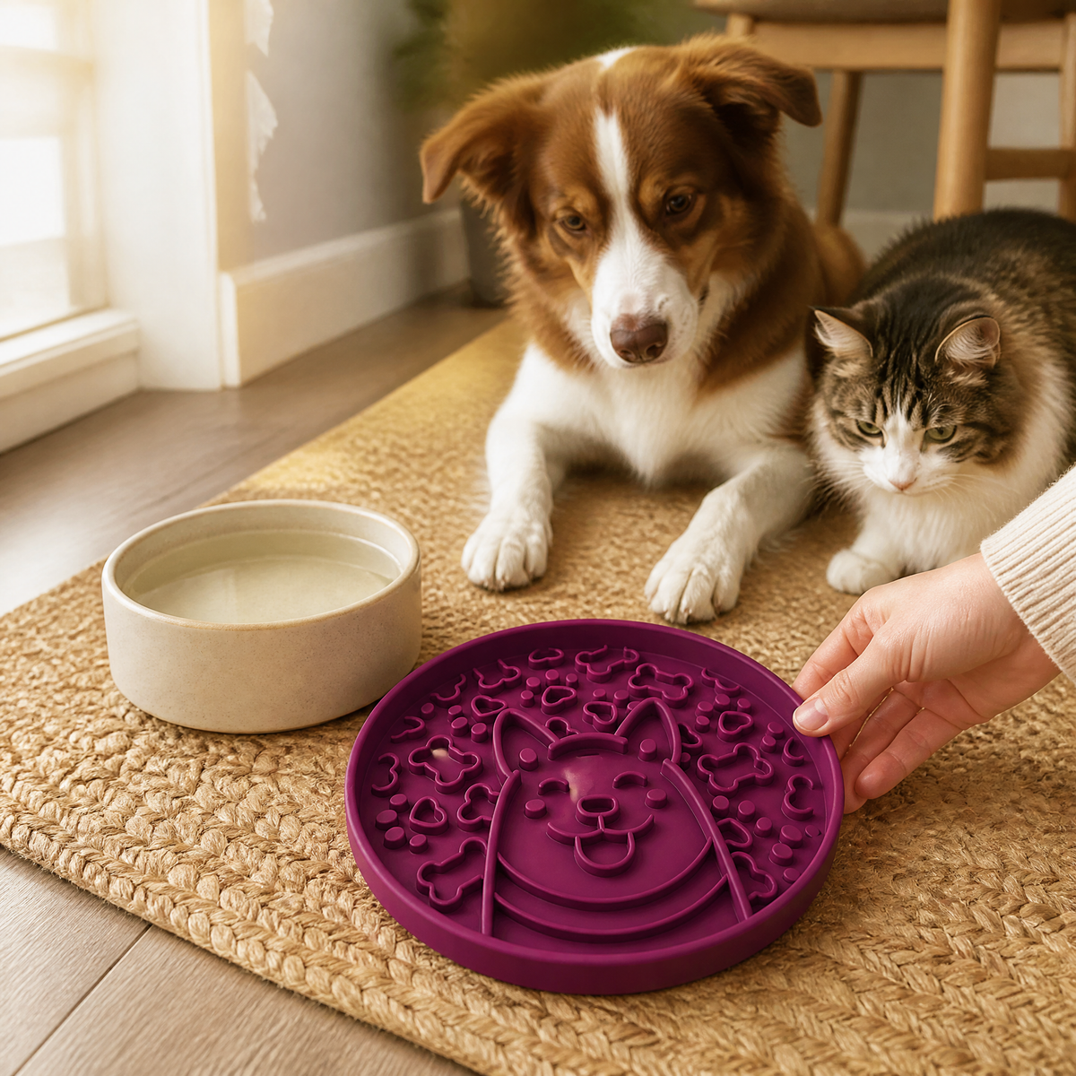 Silicone Slow Feeder Dog Bowl 19cm Maze Puzzle Bowl for Fast Eaters