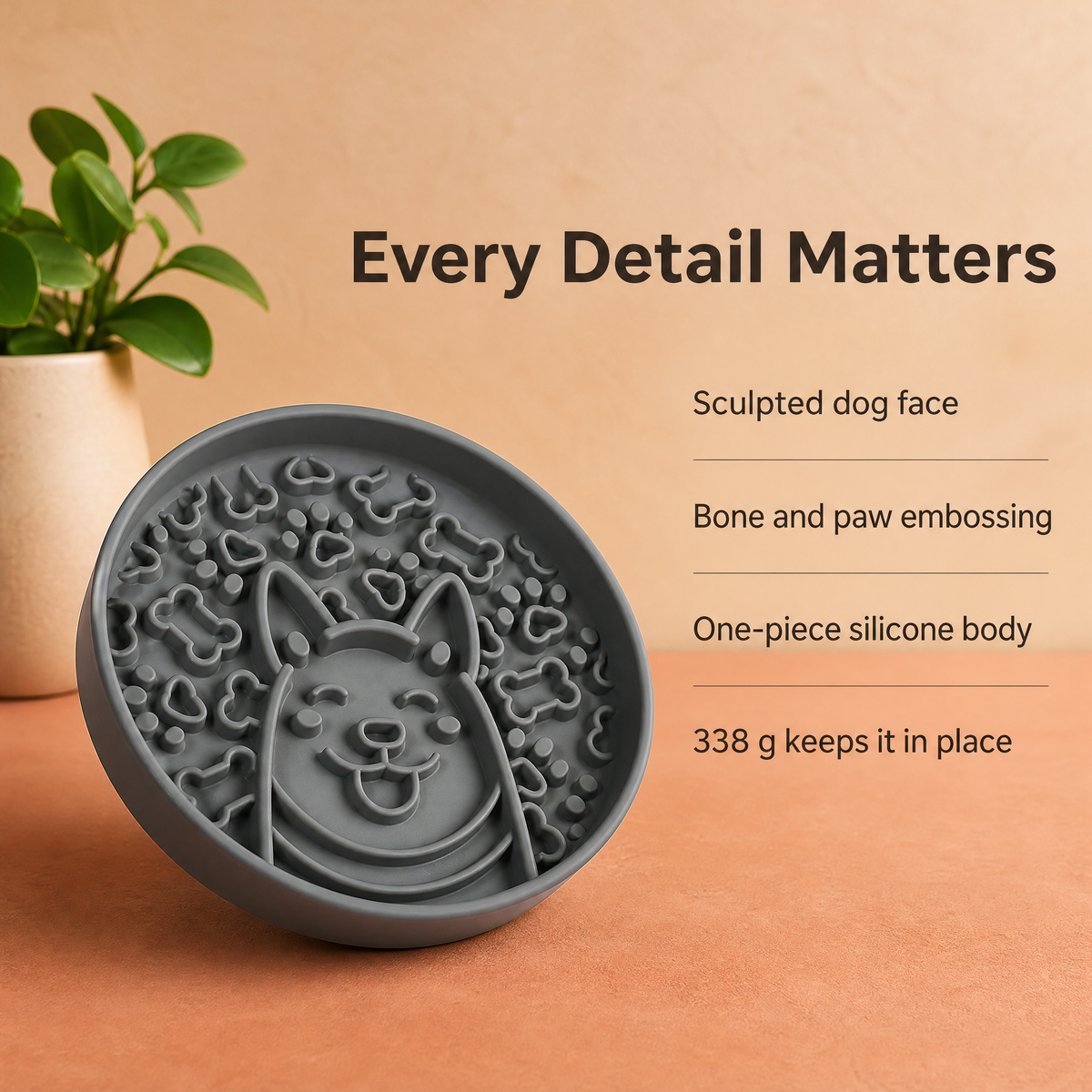 Silicone Slow Feeder Dog Bowl 19cm Maze Puzzle Bowl for Fast Eaters