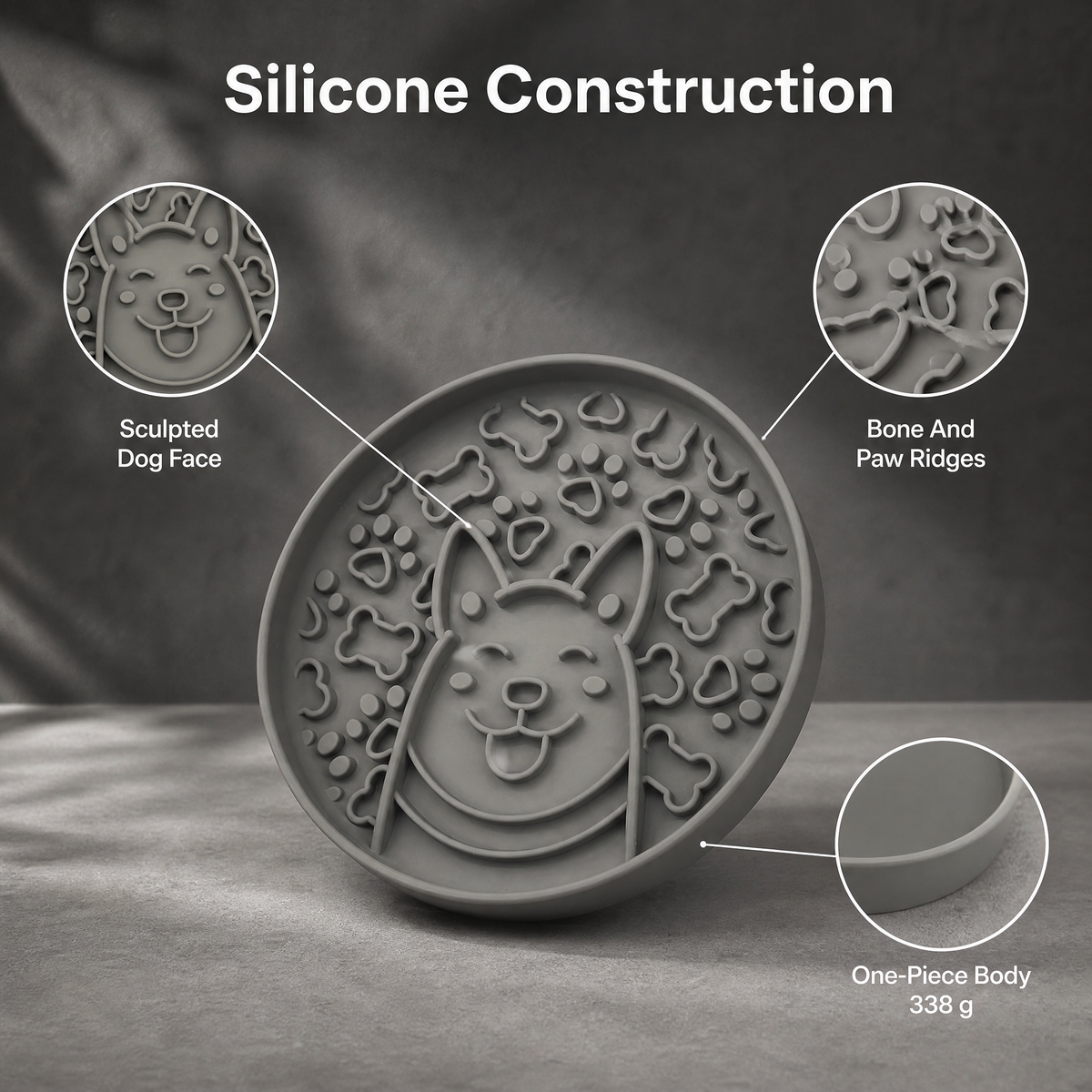 Silicone Slow Feeder Dog Bowl 19cm Maze Puzzle Bowl for Fast Eaters