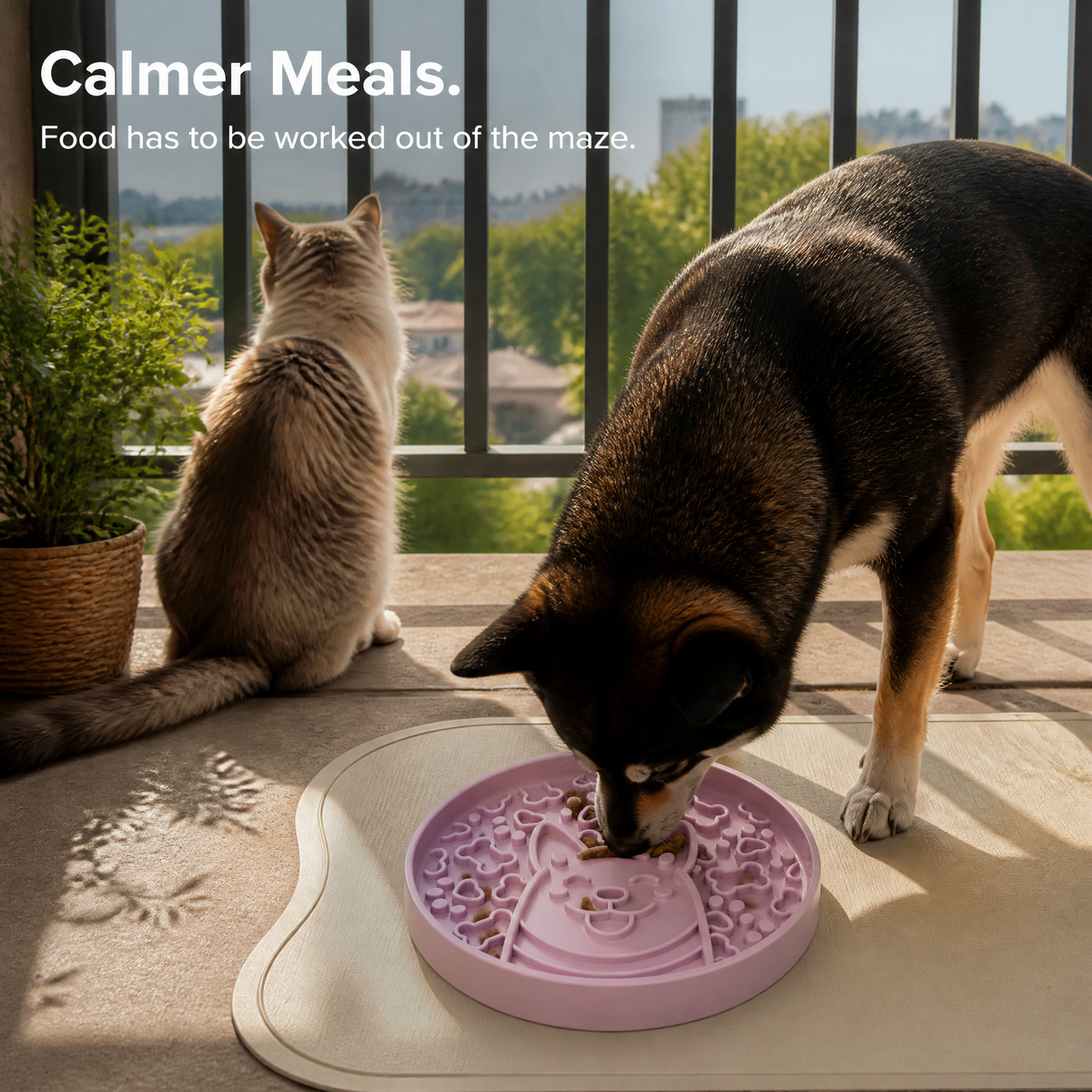 Silicone Slow Feeder Dog Bowl 19cm Maze Puzzle Bowl for Fast Eaters