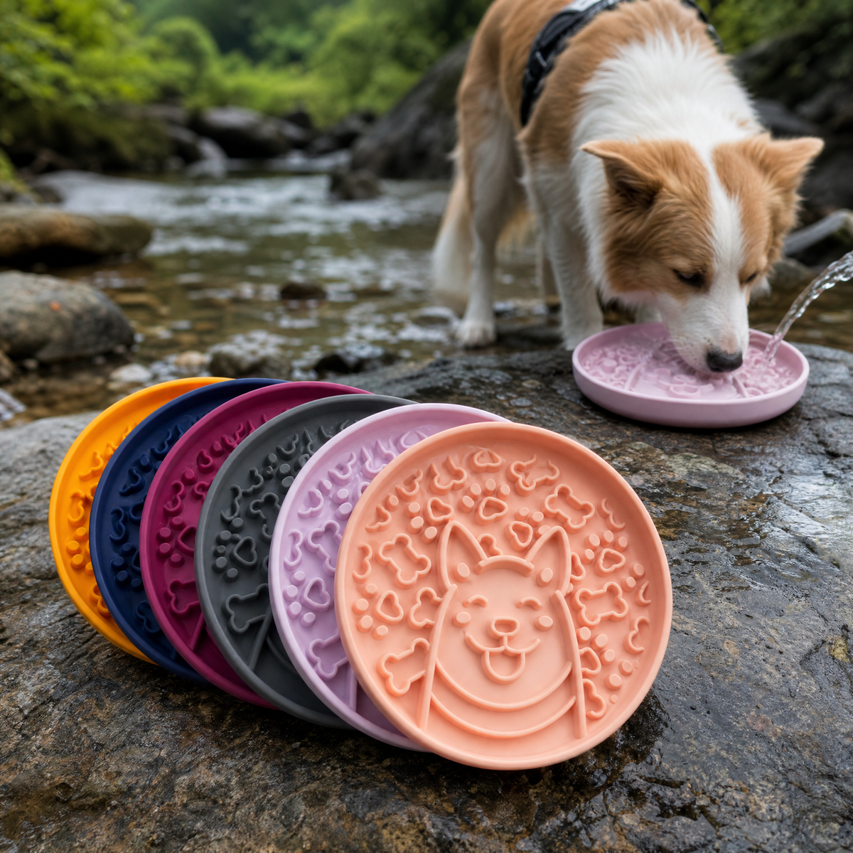 Silicone Slow Feeder Dog Bowl 19cm Maze Puzzle Bowl for Fast Eaters