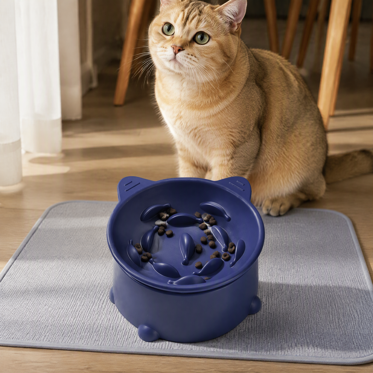 Comedero lento para gatos con altura ajustable y diseño inclinado para gatitos y gatos adultos