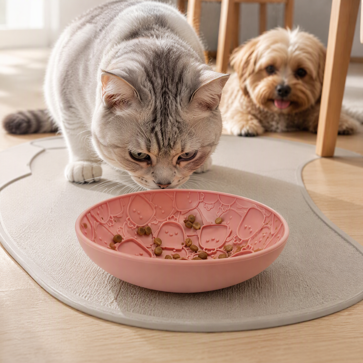 Silicone Reversible Slow Feeder Bowl and Lick Mat for Cats and Dogs