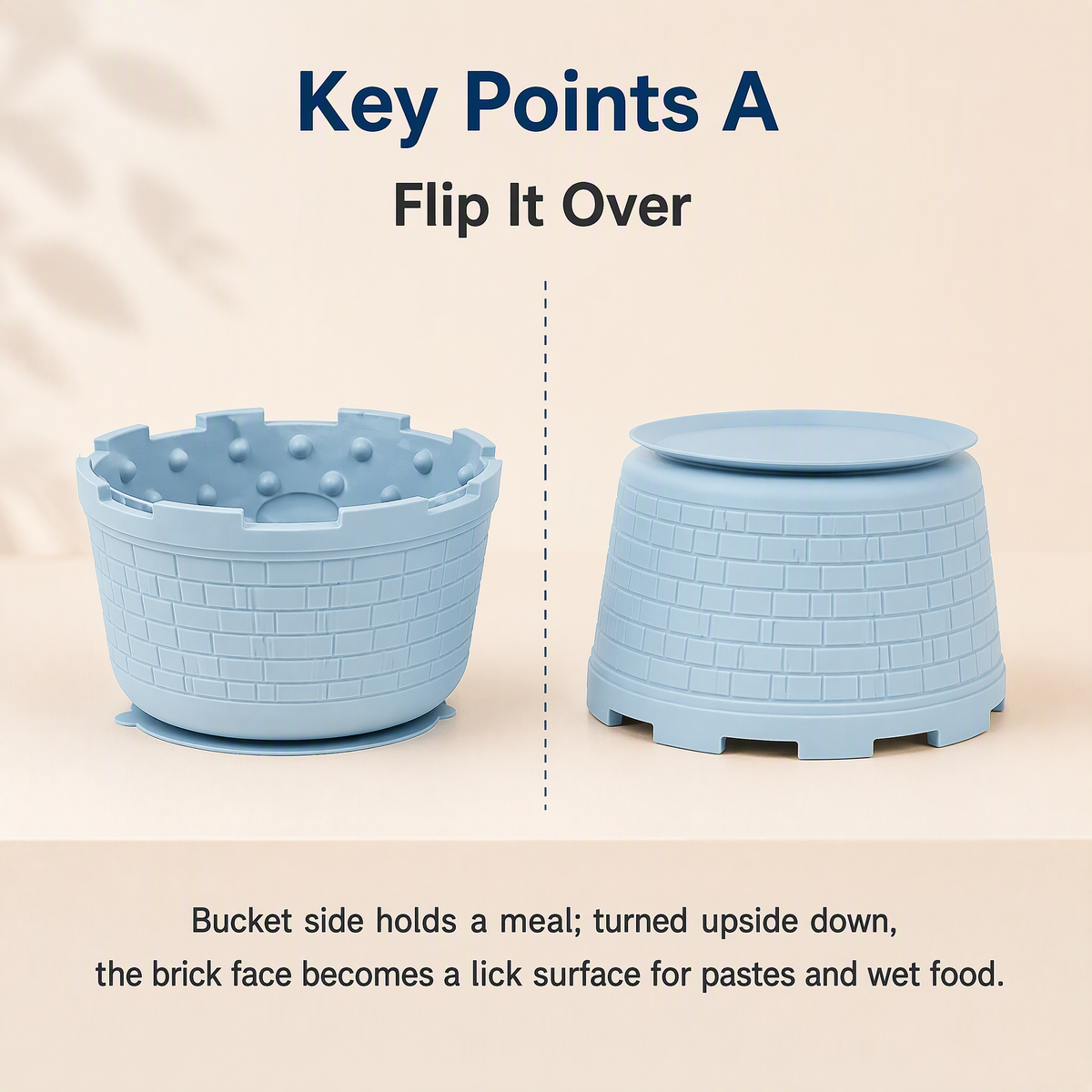 Silicone Castle Slow Feeder Bowl with Suction Base and Lick Surface