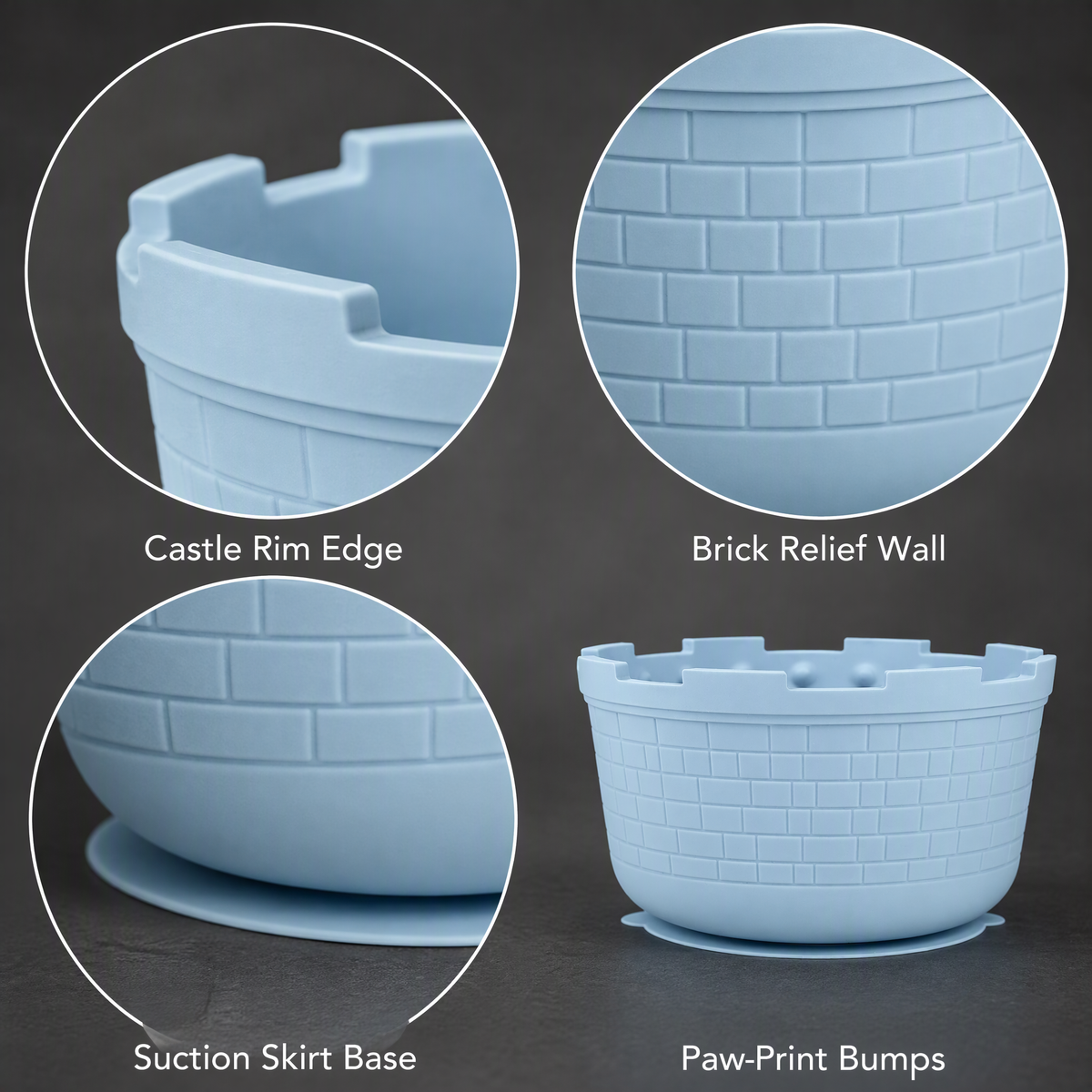Silicone Castle Slow Feeder Bowl with Suction Base and Lick Surface