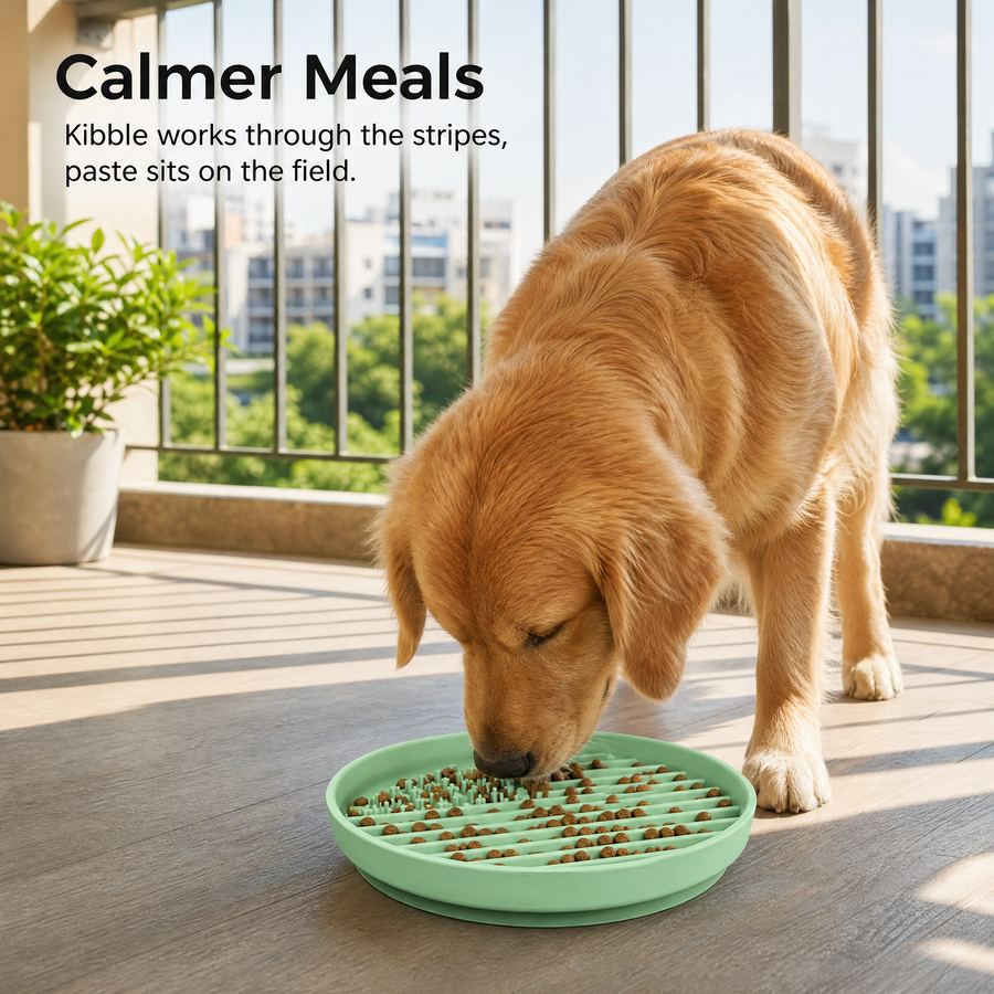Silicone Slow Feeder Dog Plate with Suction Base Star Stripe Design