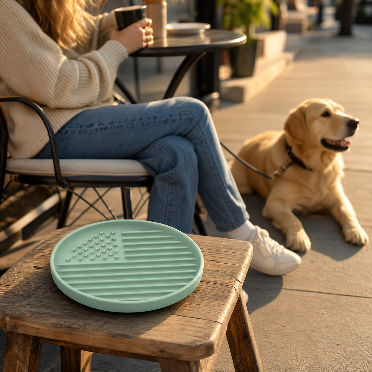 Plato de silicona para perros con alimentación lenta, base de ventosa y diseño de rayas en forma de estrella