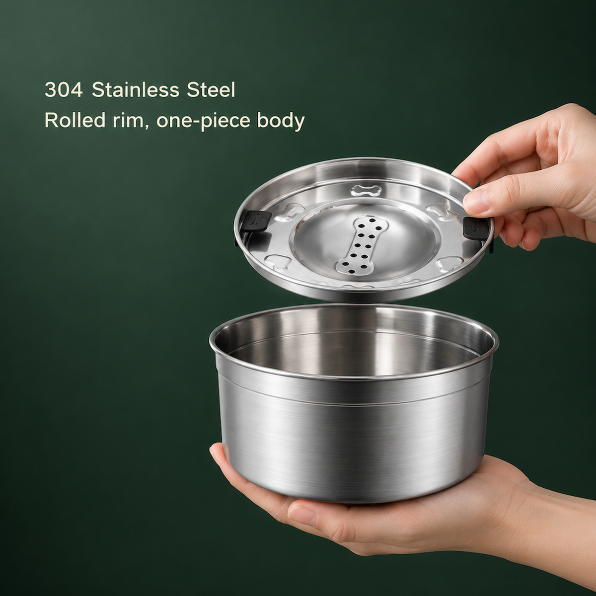 No Spill Dog Water Bowl 3.2L Stainless Steel with Floating Disk and 4 Animal Lids