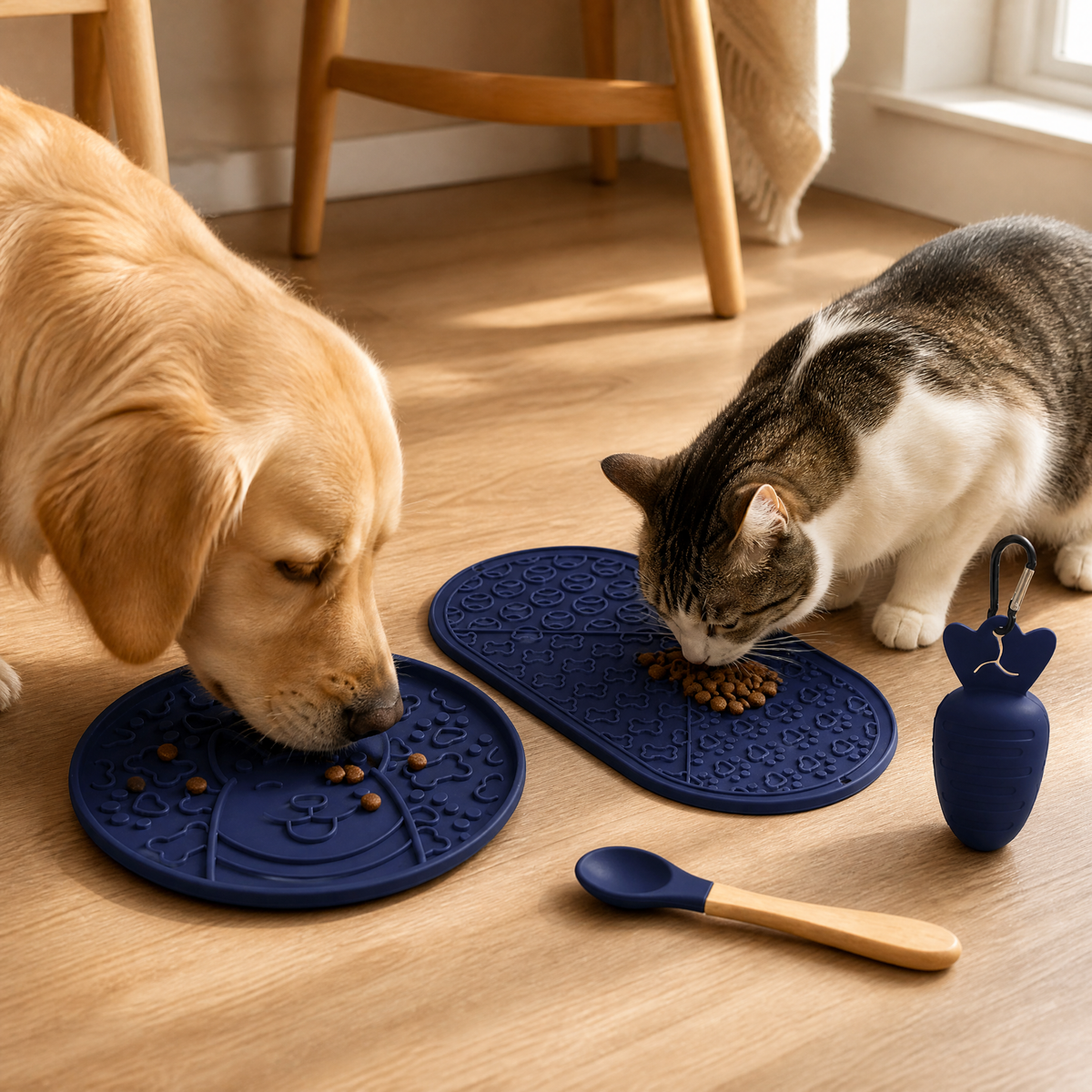 Silicone Slow Feeder Plate and Lick Mat 4-Piece Outdoor Dog Feeding Set