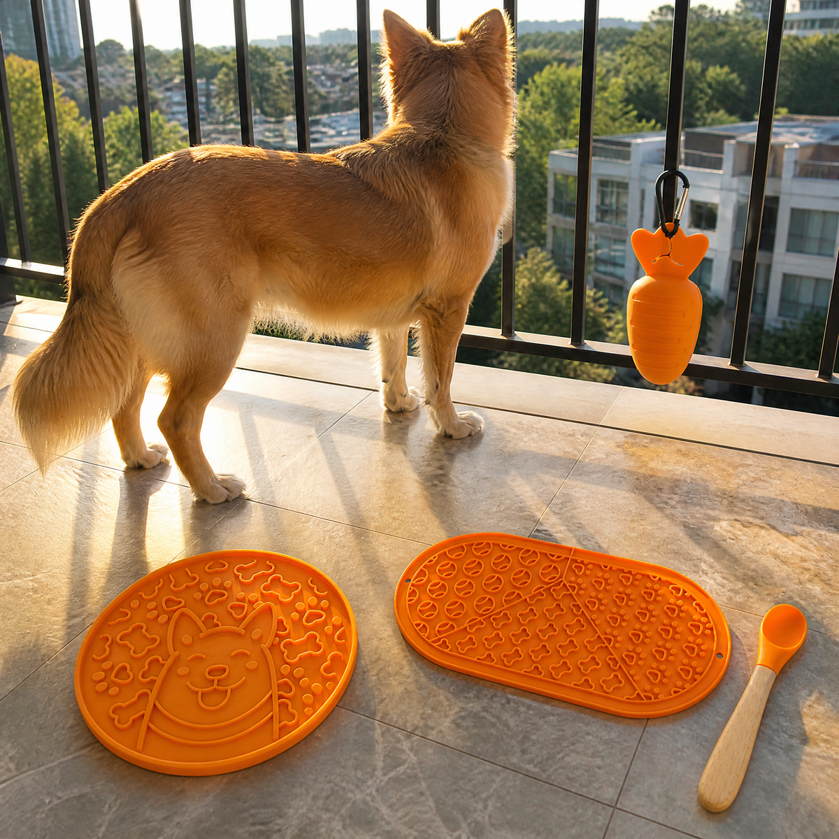 Silicone Slow Feeder Plate and Lick Mat 4-Piece Outdoor Dog Feeding Set