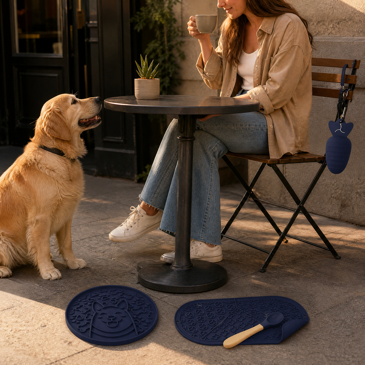Silicone Slow Feeder Plate and Lick Mat 4-Piece Outdoor Dog Feeding Set
