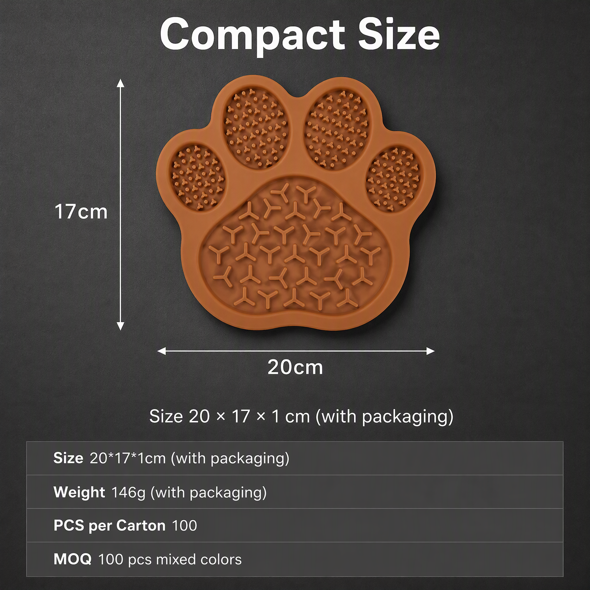Paw-Shaped Silicone Lick Mat with 30 Suction Cups for Dogs and Cats