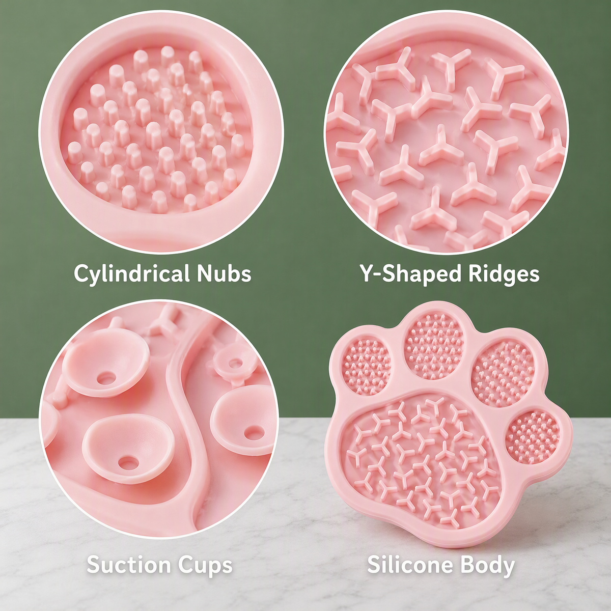 Paw-Shaped Silicone Lick Mat with 30 Suction Cups for Dogs and Cats