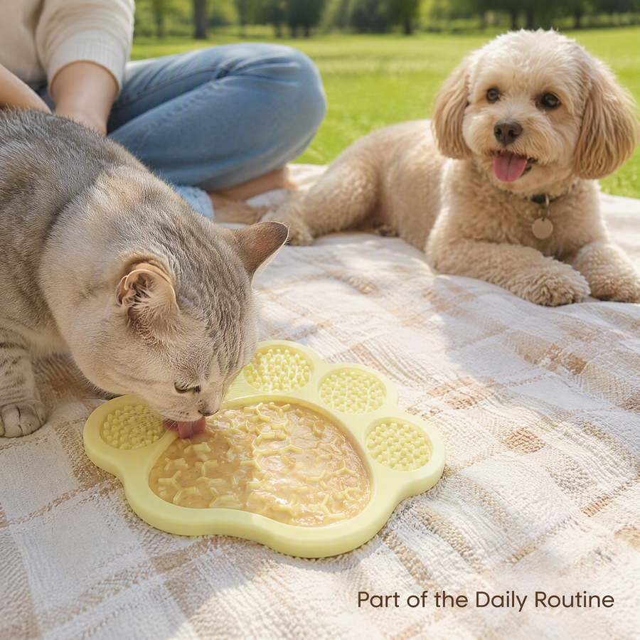 Paw-Shaped Silicone Lick Mat with 30 Suction Cups for Dogs and Cats