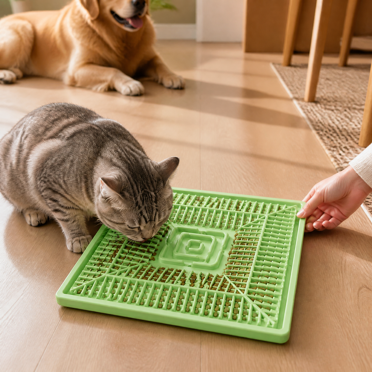 Square Silicone Slow Feeder Lick Mat with Suction Cups 20 x 20 cm