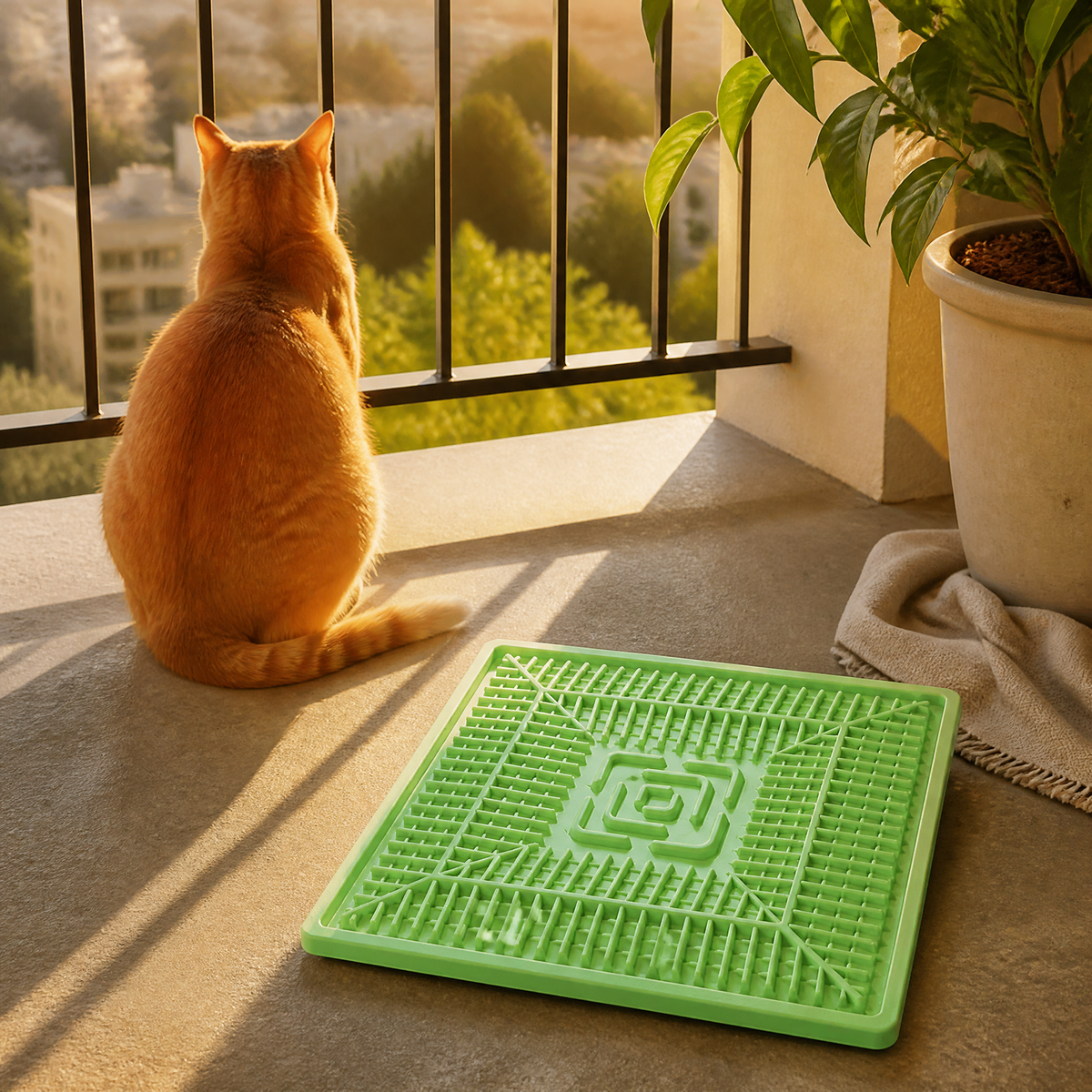 Square Silicone Slow Feeder Lick Mat with Suction Cups 20 x 20 cm