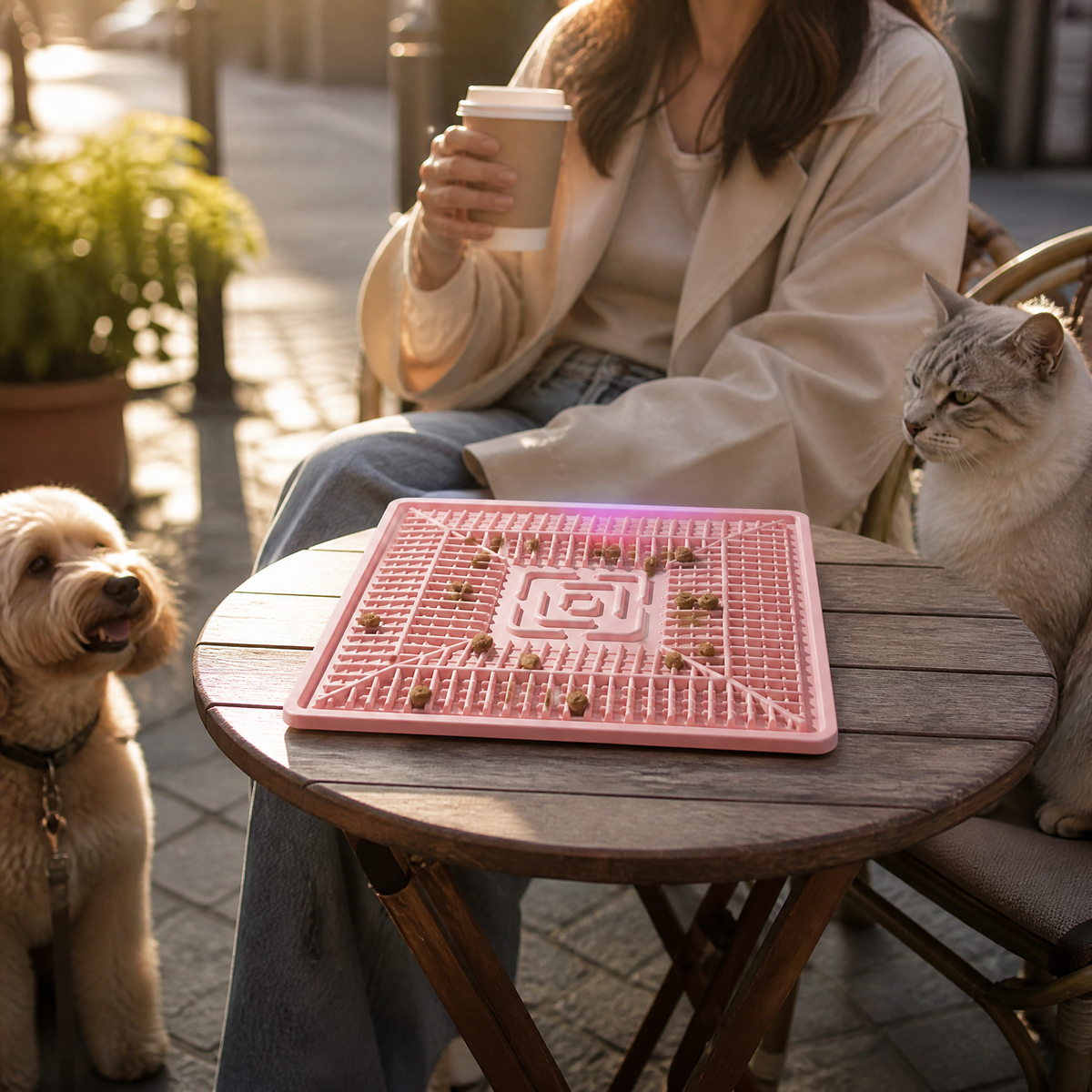 Square Silicone Slow Feeder Lick Mat with Suction Cups 20 x 20 cm