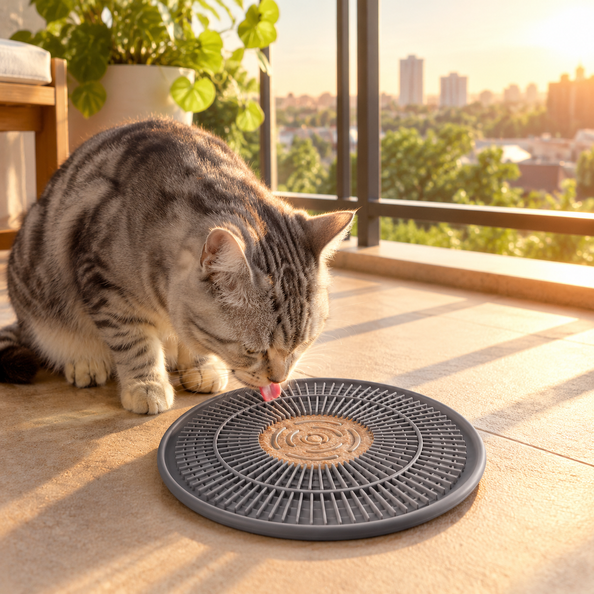 Tulou Inspired Round Silicone Lick Mat Slow Feeder for Dogs and Cats