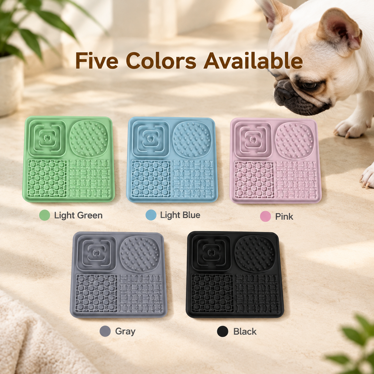 Alfombrilla de silicona para que los perros laman, con 4 zonas de textura y ventosas