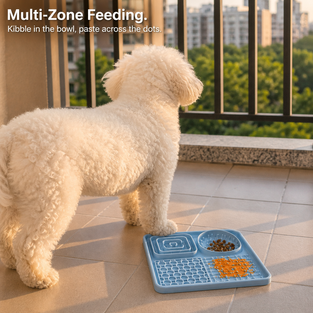 Alfombrilla de silicona para que los perros laman, con 4 zonas de textura y ventosas