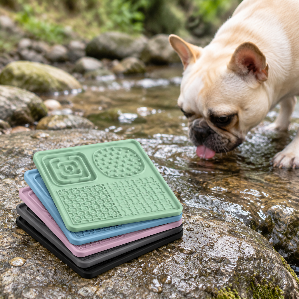 Alfombrilla de silicona para que los perros laman, con 4 zonas de textura y ventosas