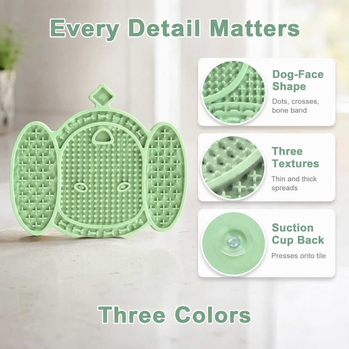 Dog-Face Silicone Lick Mat with Suction Cups for Dogs and Cats